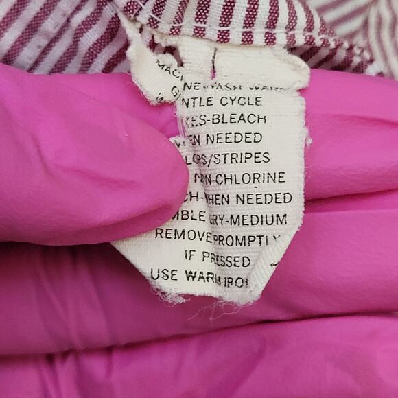 Vintage 80s Poplin Stripes Hippie Shirt Large 23x32 White - Picture 8 of 11